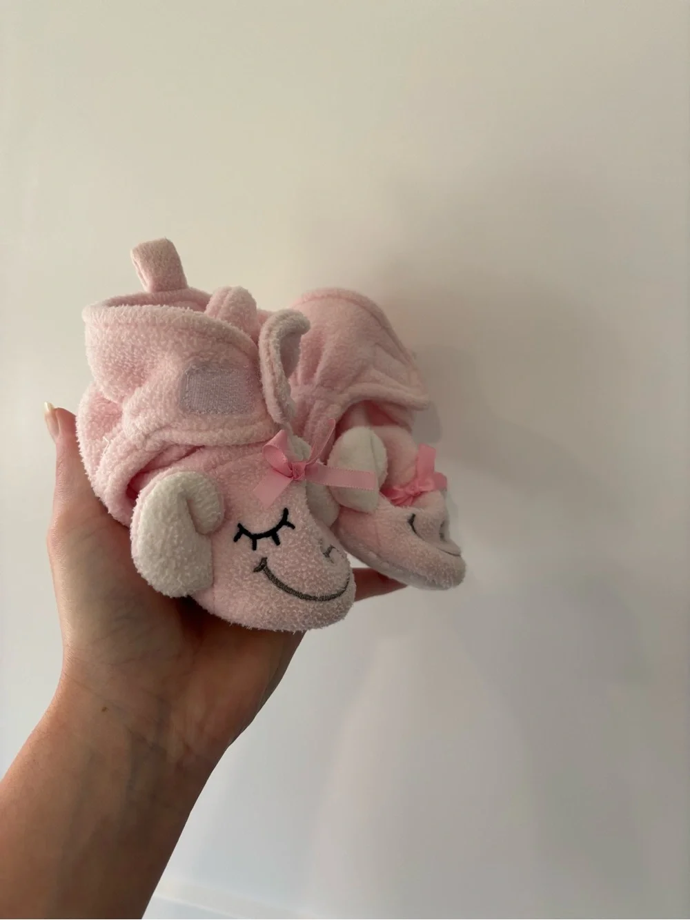 Pink Fleece Elephant Infant Slippers 3-6 months